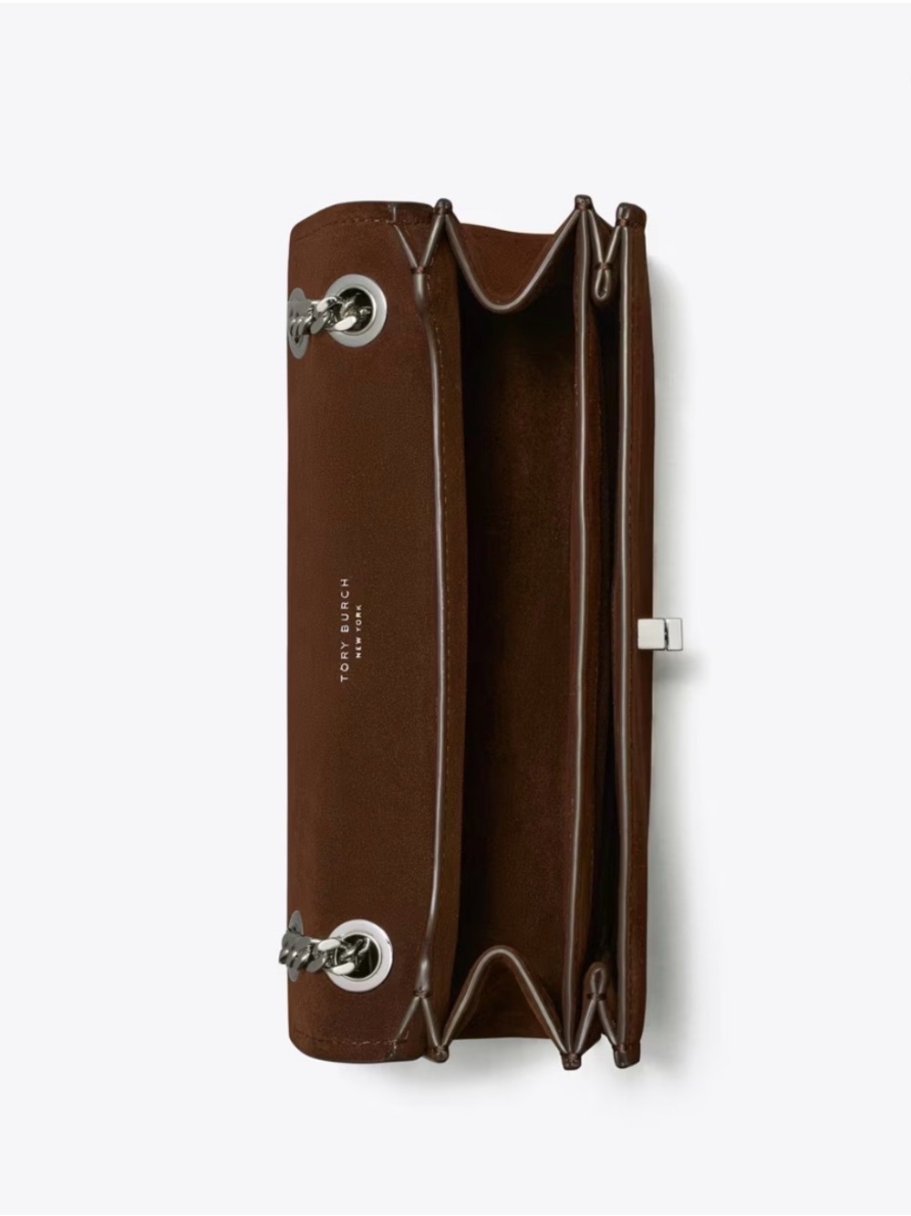 NWT Tory Burch Kira Turnlock Brown Suede Shoulder Bag $495 - Picture 3 of 5